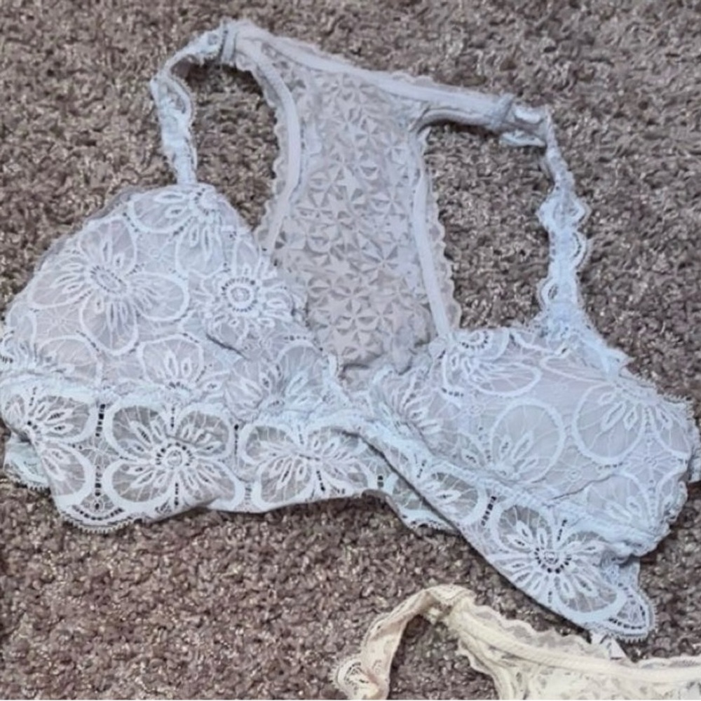 Aerie White Lace Bralette with Racerback Design